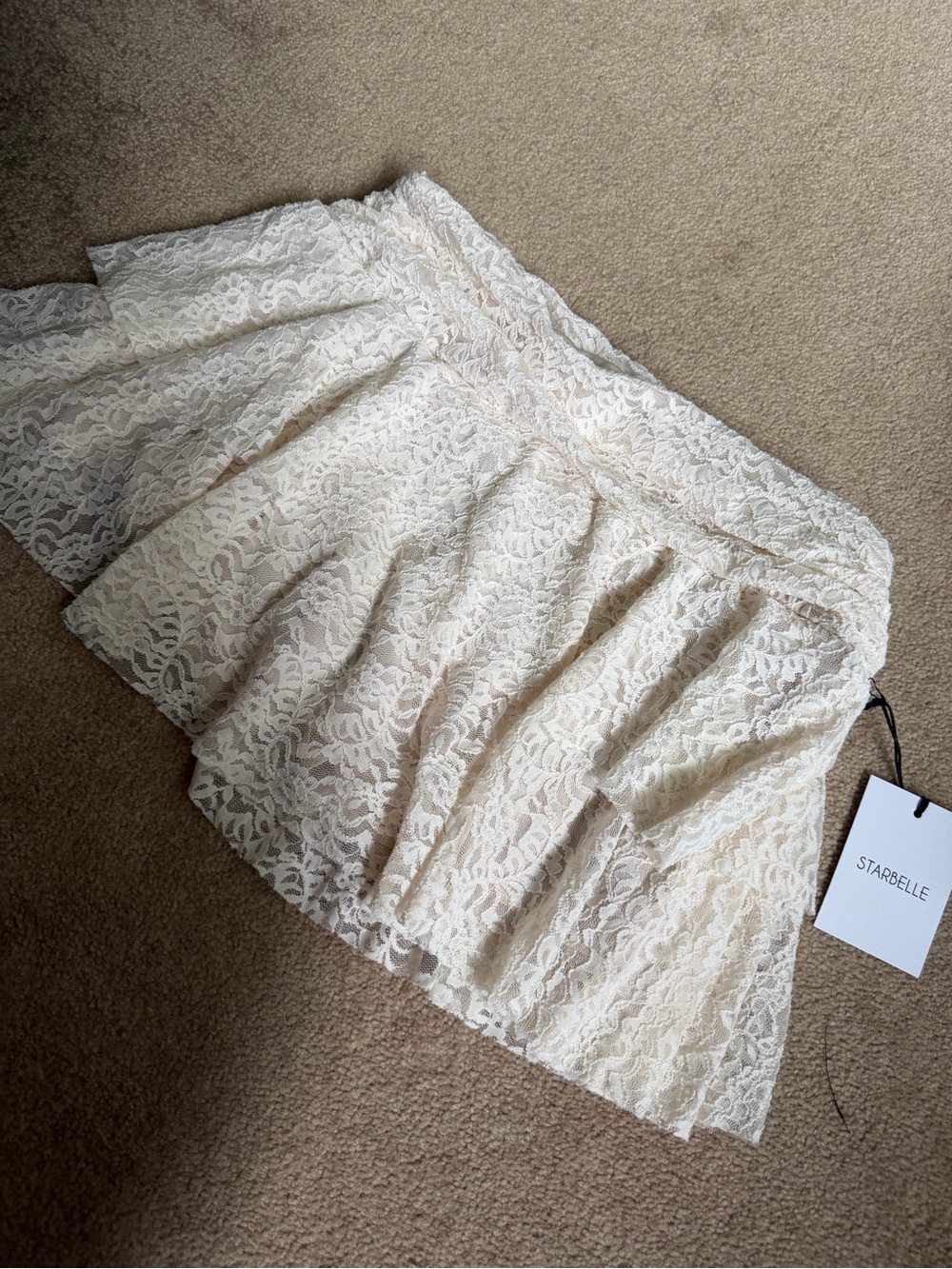 Starbelle Cream Lace Mini Skirt